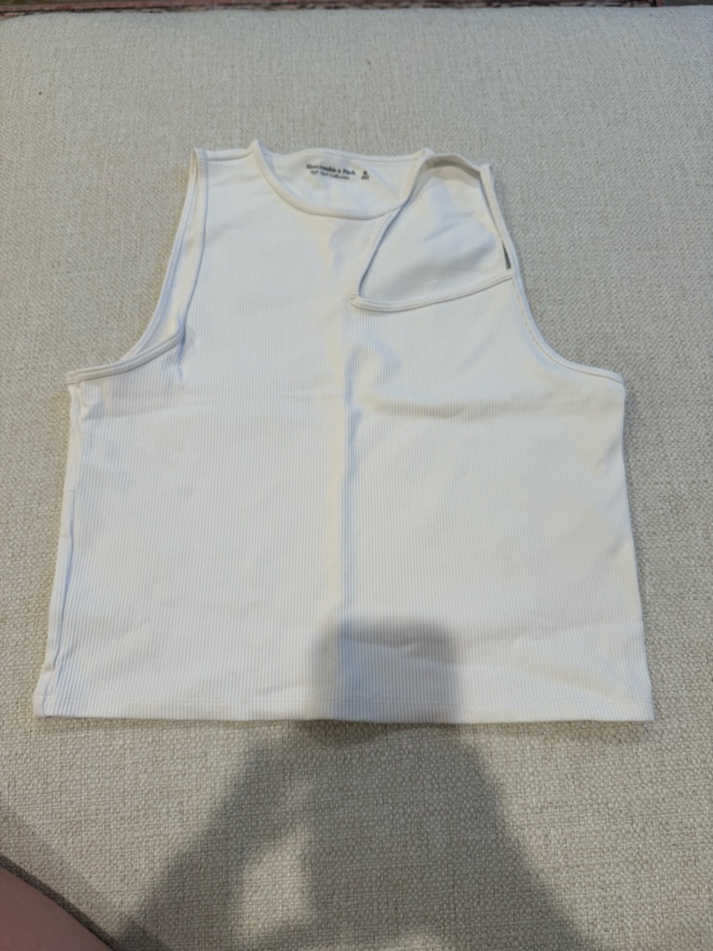 White Ribbed Tank Top with Cutout